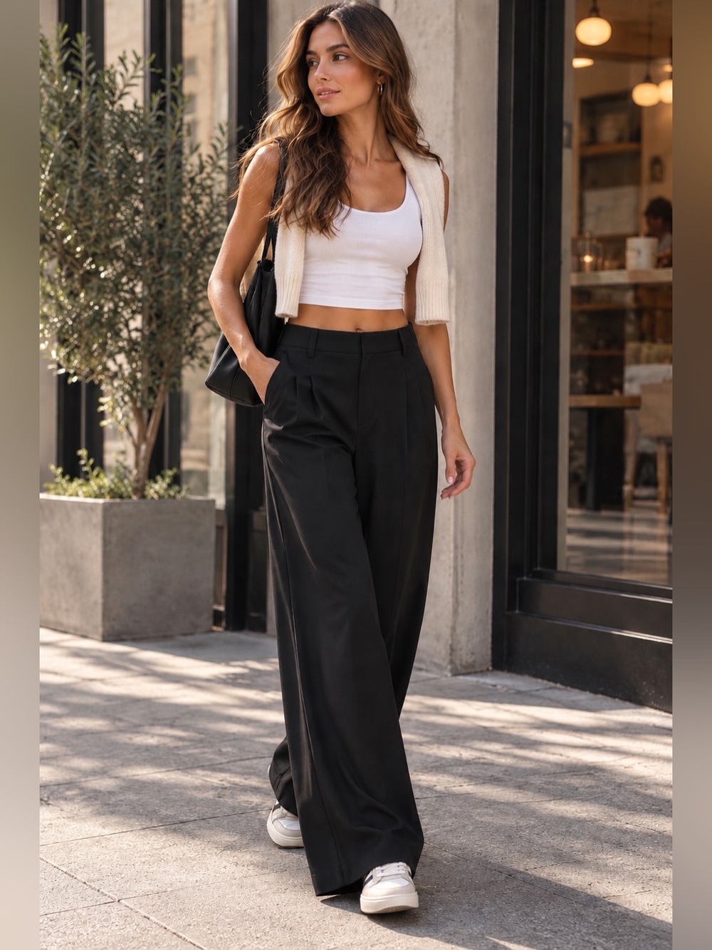 Vuori villa wide leg trouser pants black XS